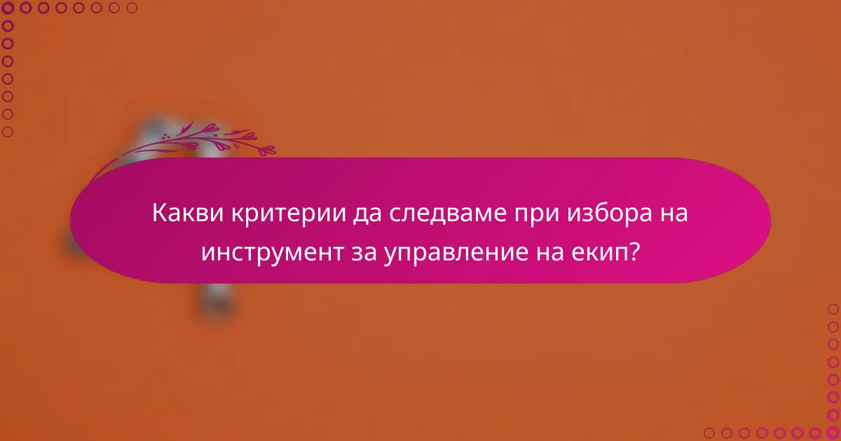 Какви критерии да следваме при избора на инструмент за управление на екип?