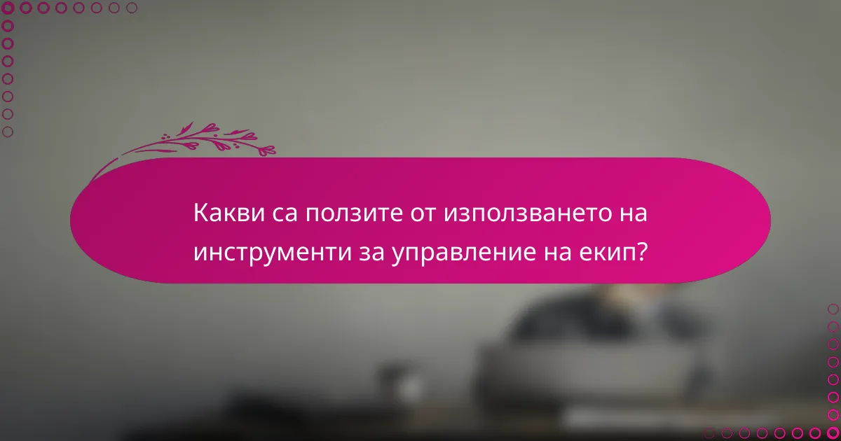 Какви са ползите от използването на инструменти за управление на екип?